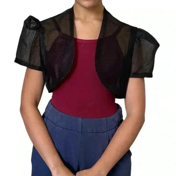 Beautiful Black Woman’s Lace puffed Sleeve Bolero Jacket - Picture 13 of 15